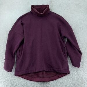 Athleta Cozy Karma Funnel Neck‎ Sweatshirt Womens Medium Purple Fleece Pullover